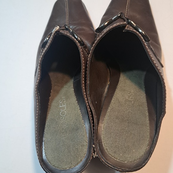 Darling Aerosoles Mules/Slip on Boot Shoes deep chocolate Stacked Heel 8 - Picture 5 of 7